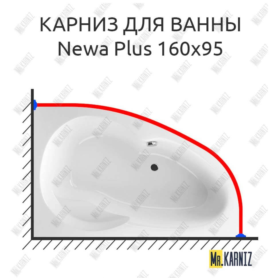 Карниз для ванны Excellent Newa Plus 160х95 Усиленный 25 мм MrKARNIZ Карниз для ванны Excellent Newa Plus 160х95 Усиленный 25 мм MrKARNIZ