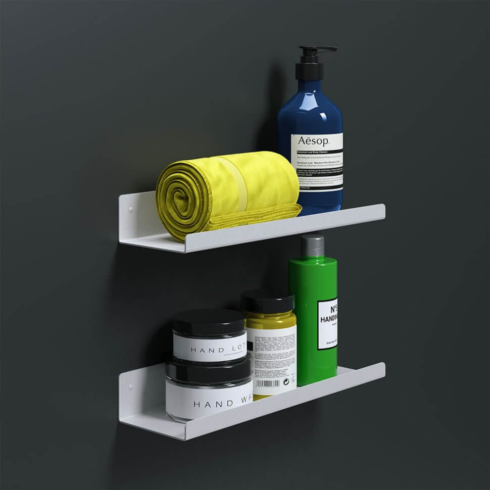 Настенные навесные полки для ванной комнаты 30x9x5 Белые - 2 шт Настенные навесные полки для ванной комнаты 30x9x5 Белые - 2 шт