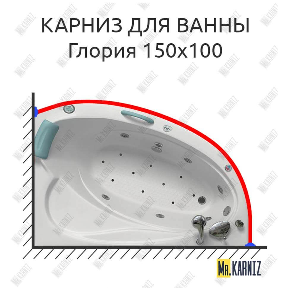 Карниз для ванны Bellrado Глория 150х100 Усиленный 25 мм MrKARNIZ