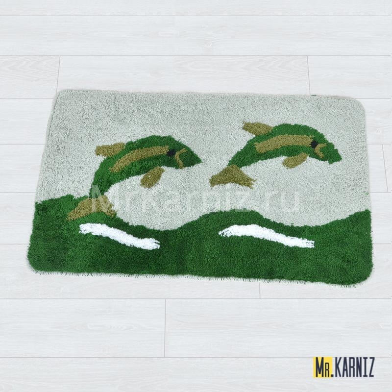Коврик в ванную Морской Дельфин зеленый Коврик в ванную Морской Дельфин зеленый