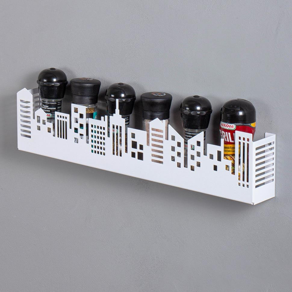 Полка для кухни для специй 50 см белая. Полочка для кухни металлическая