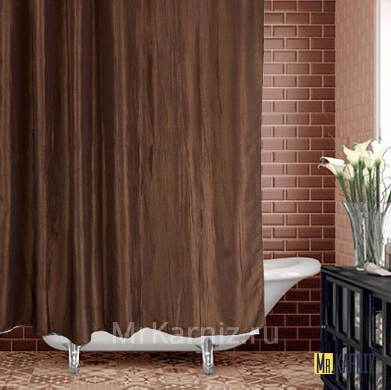 Штора для ванной Двухслойная Органза коричневая Штора для ванной Двухслойная Органза коричневая