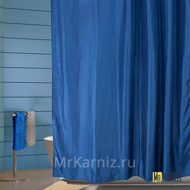 Штора для ванной Двухслойная Органза темно-синяя Штора для ванной Двухслойная Органза темно-синяя