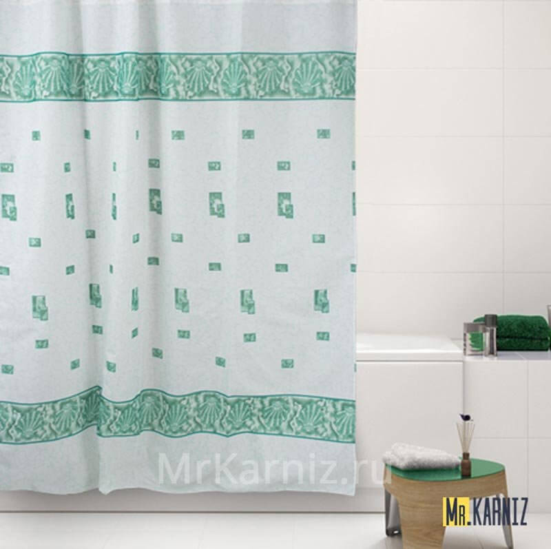 Штора для ванной Athena зеленая Штора для ванной Athena зеленая